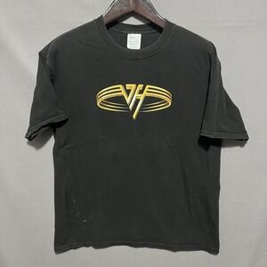 Van Halen M&O Knits Shirt Mens Large Black Gold Logo Graphic Tee T-Shirt Rock